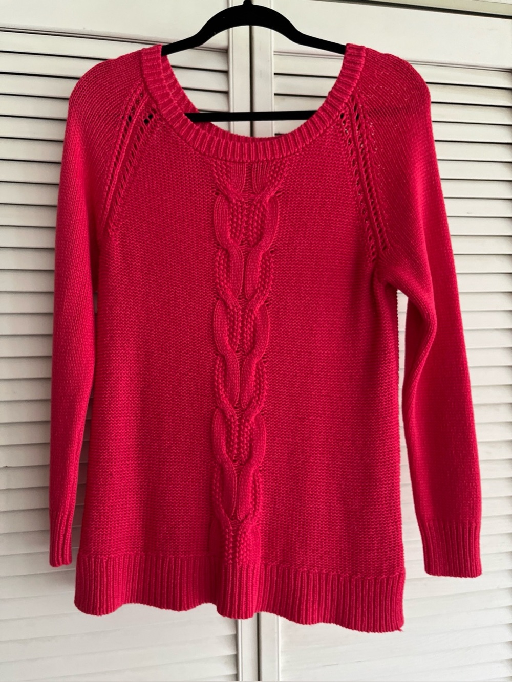 Apt. 9 Cable-Knit Crewneck Sweater in Hot Pink Size L